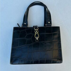 Dooney & Bourke Black Crocodile-Embossed Shoulder Bag
